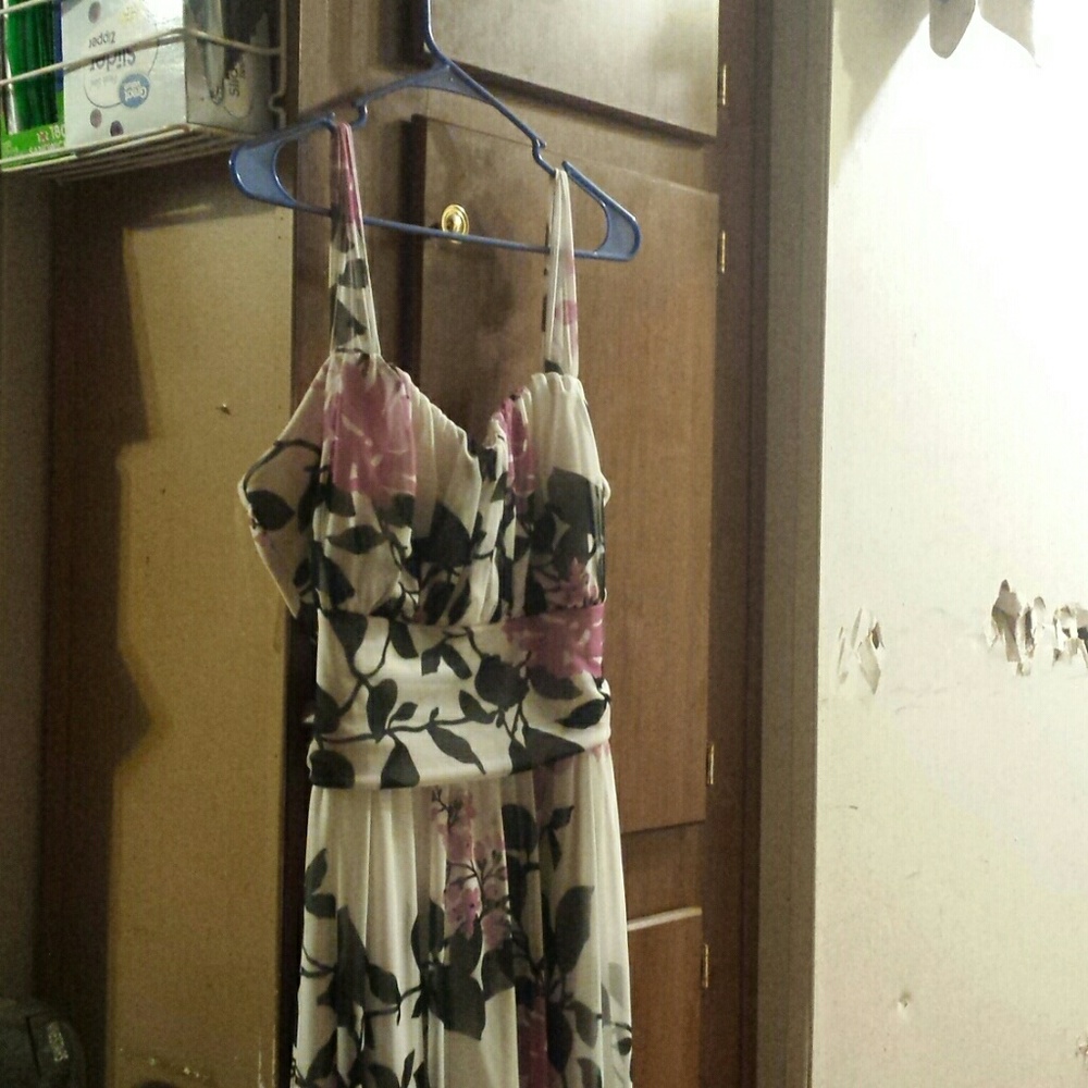 White Floral Chiffon Dress
